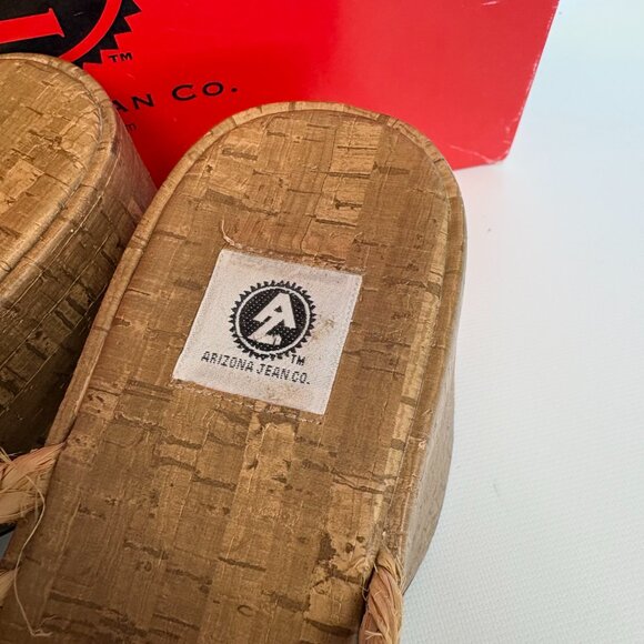 Vintage Arizona Women's Cork/Wicker Platform Sandals - Picture 4 of 6
